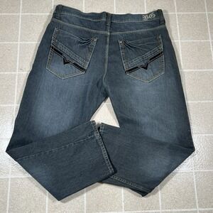 Blue Gear Jeans 44 X 32 Y2K Baggy Hip Hop Embroidered Skater Denim Wide Leg